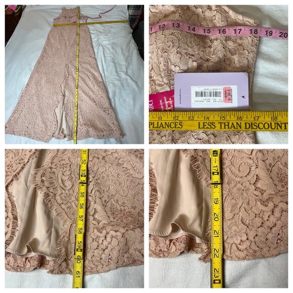 NWT  JS Collections 12 Formal Pink/beige Intricate Lace Elegant Maxi Weddings - Picture 10 of 16